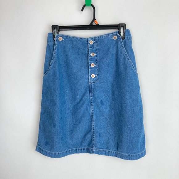 Free Wear Womens Button Fly Designer Denim Skirt 8 - Picture 1 of 8